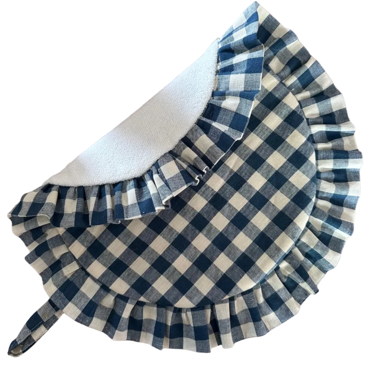 Blue and white checkered fabric chef&