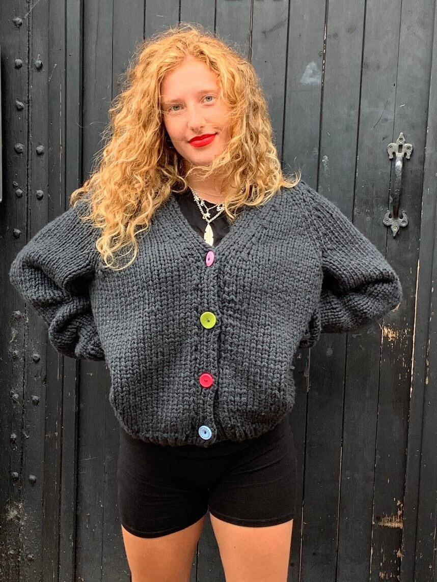 V Neck Chunky Cardigan Knitting Pattern (download)