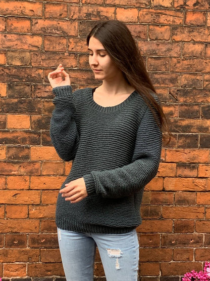 Garter Stitch Round Neck Sweater Knitting Pattern (download)