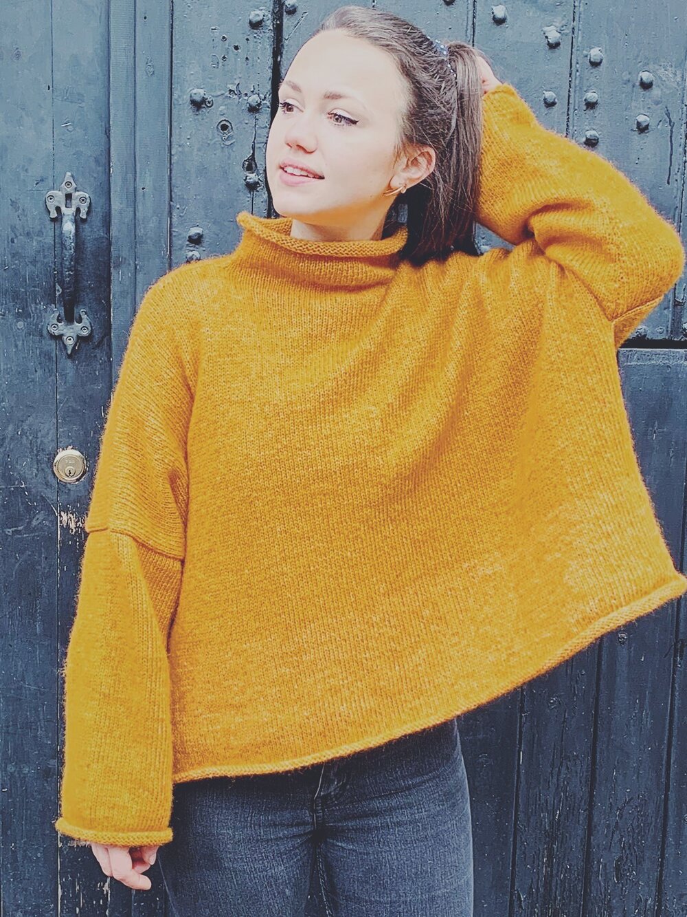 Funnel Neck Sweater Knitting Pattern (download)