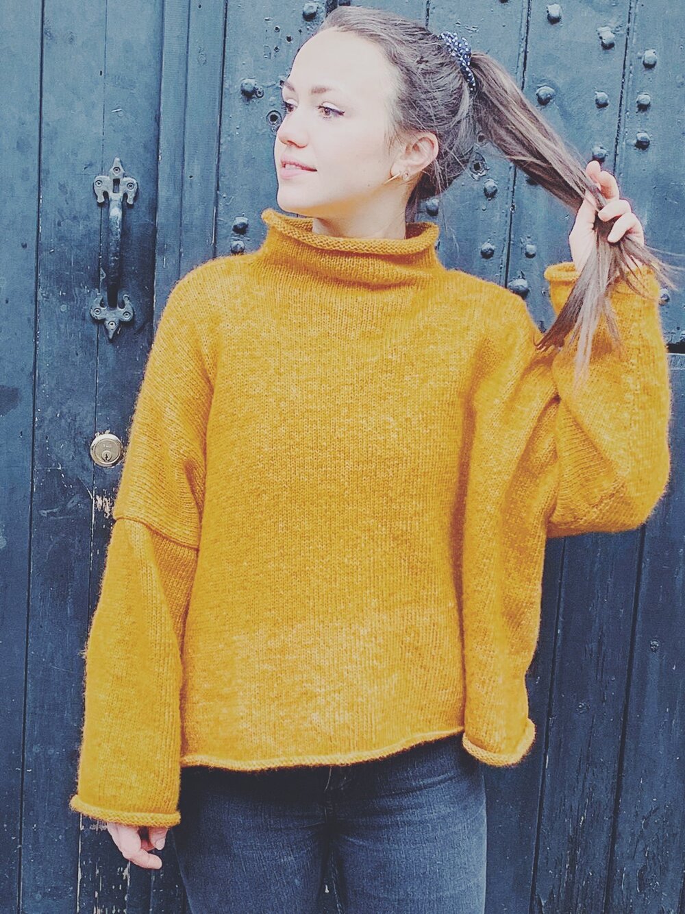 Funnel Neck Sweater Knitting Pattern (download)